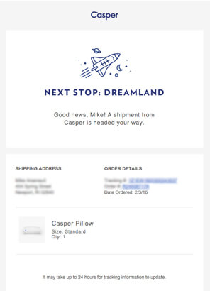 casper-purchase-receipt-order-confirmation-email-brand-strategy