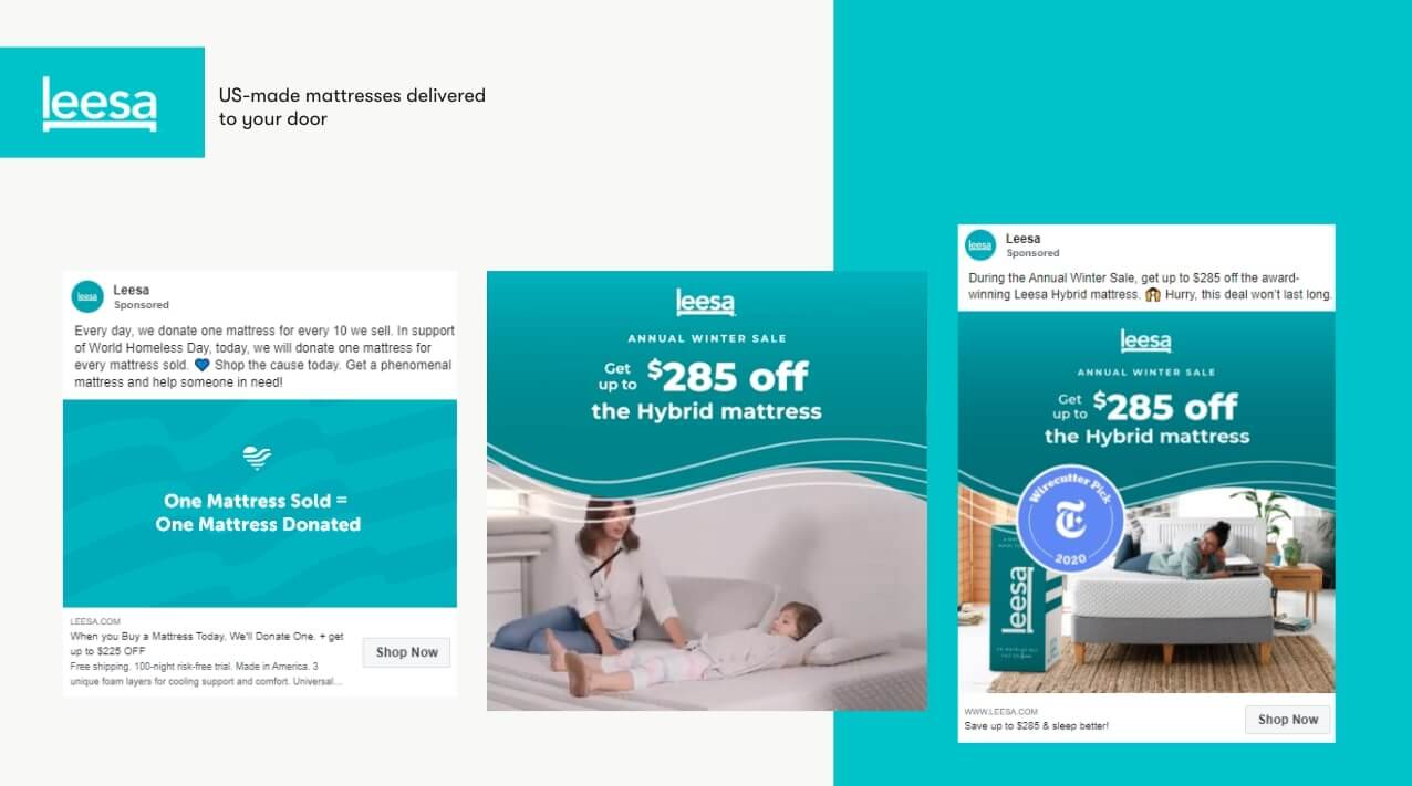 content-marketing-facebook-ads-example-from-Leesa-home-decor-brand
